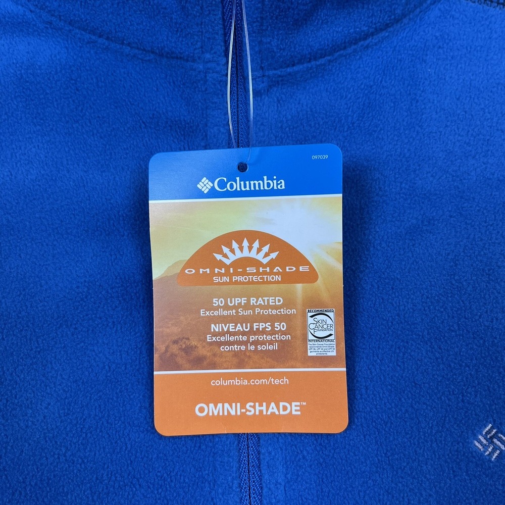 Columbia Mens Fleece Pullover Sweater Size 1X Royal Blue 1/4 Zip Sun Protection - Picture 7 of 10